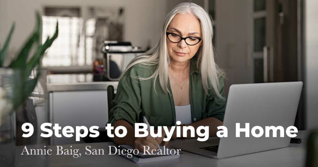 Woman writing 9 steps to buying a house
